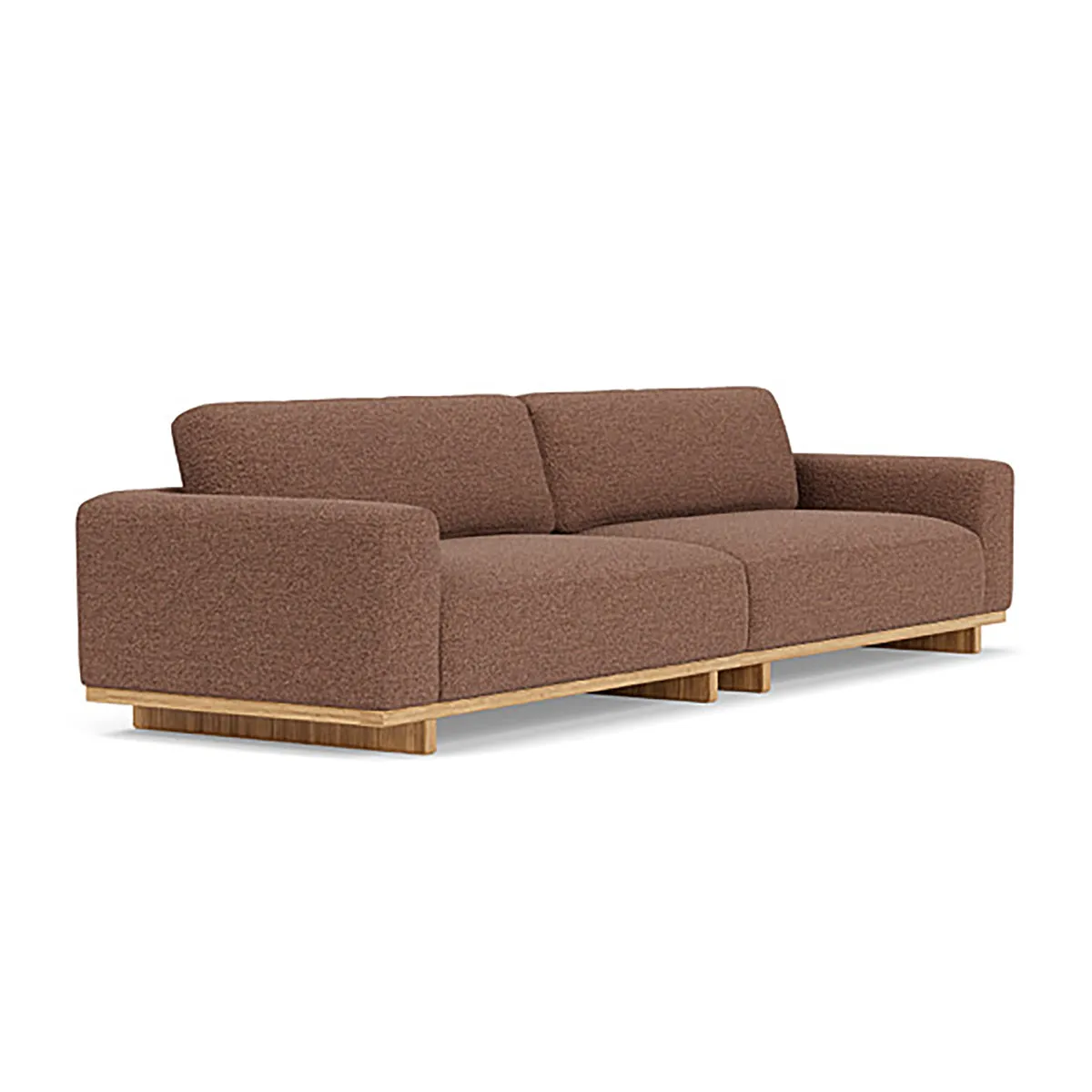 Aya Boucle 4 Seater Sofa (Oak, Pebble Rust)
