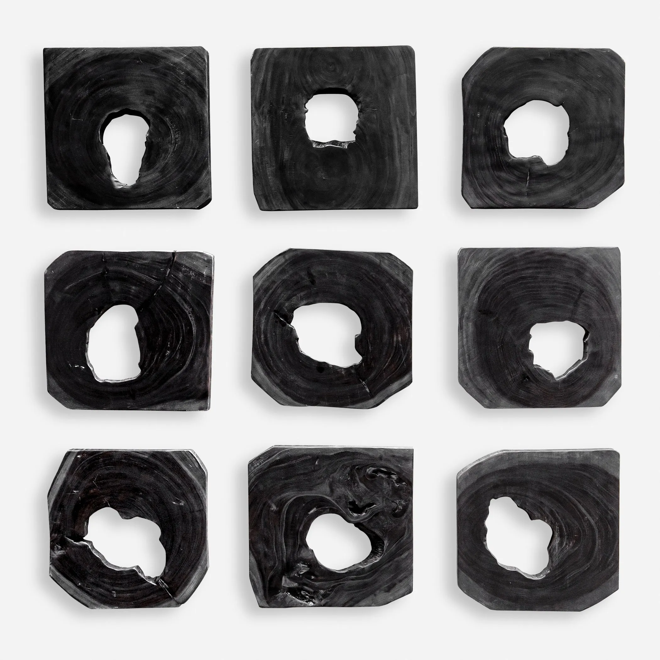 Bahati Wood Wall Art, Ebony, S/9