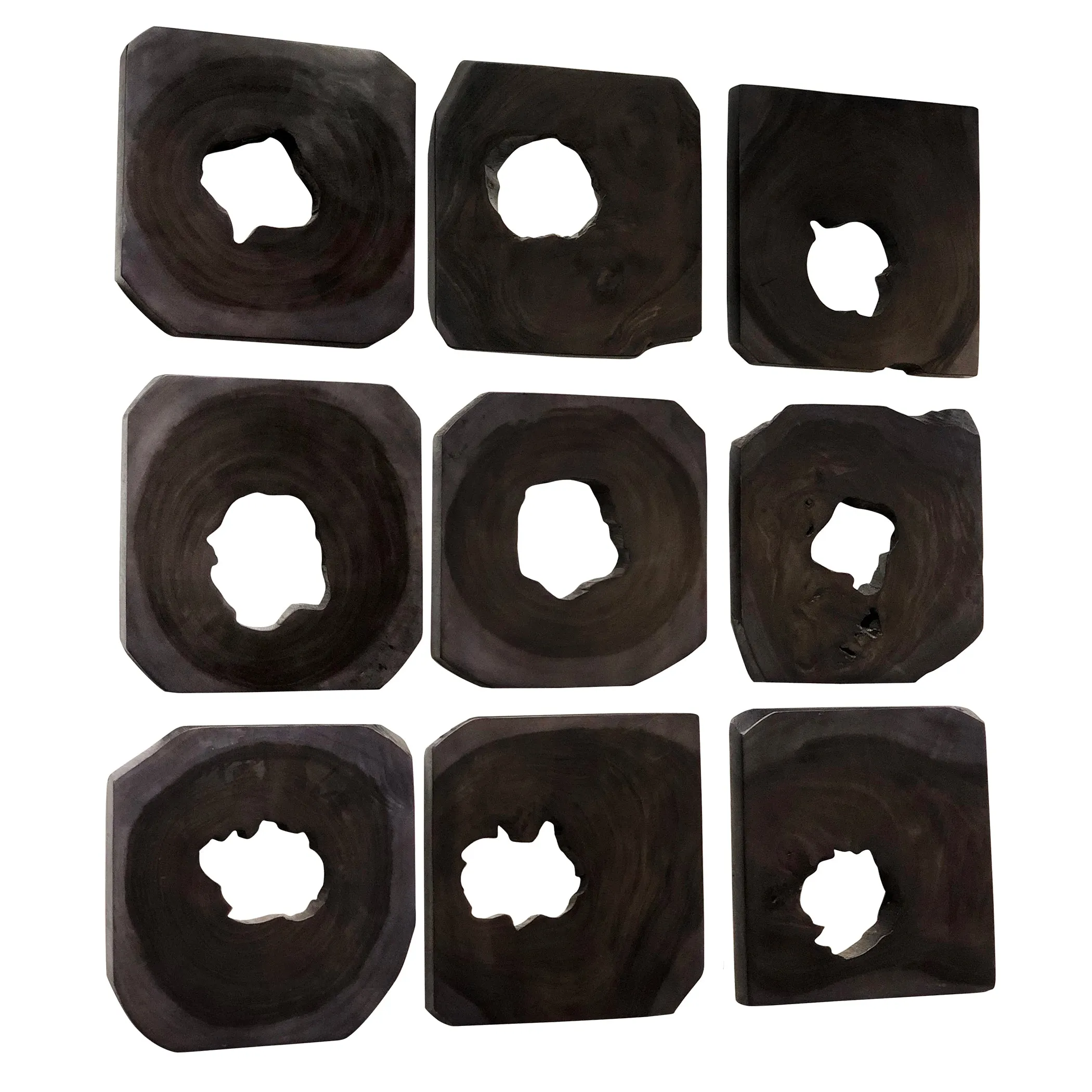 Bahati Wood Wall Art, Ebony, S/9