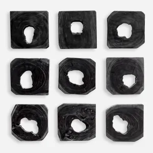 Bahati Wood Wall Art, Ebony, S/9