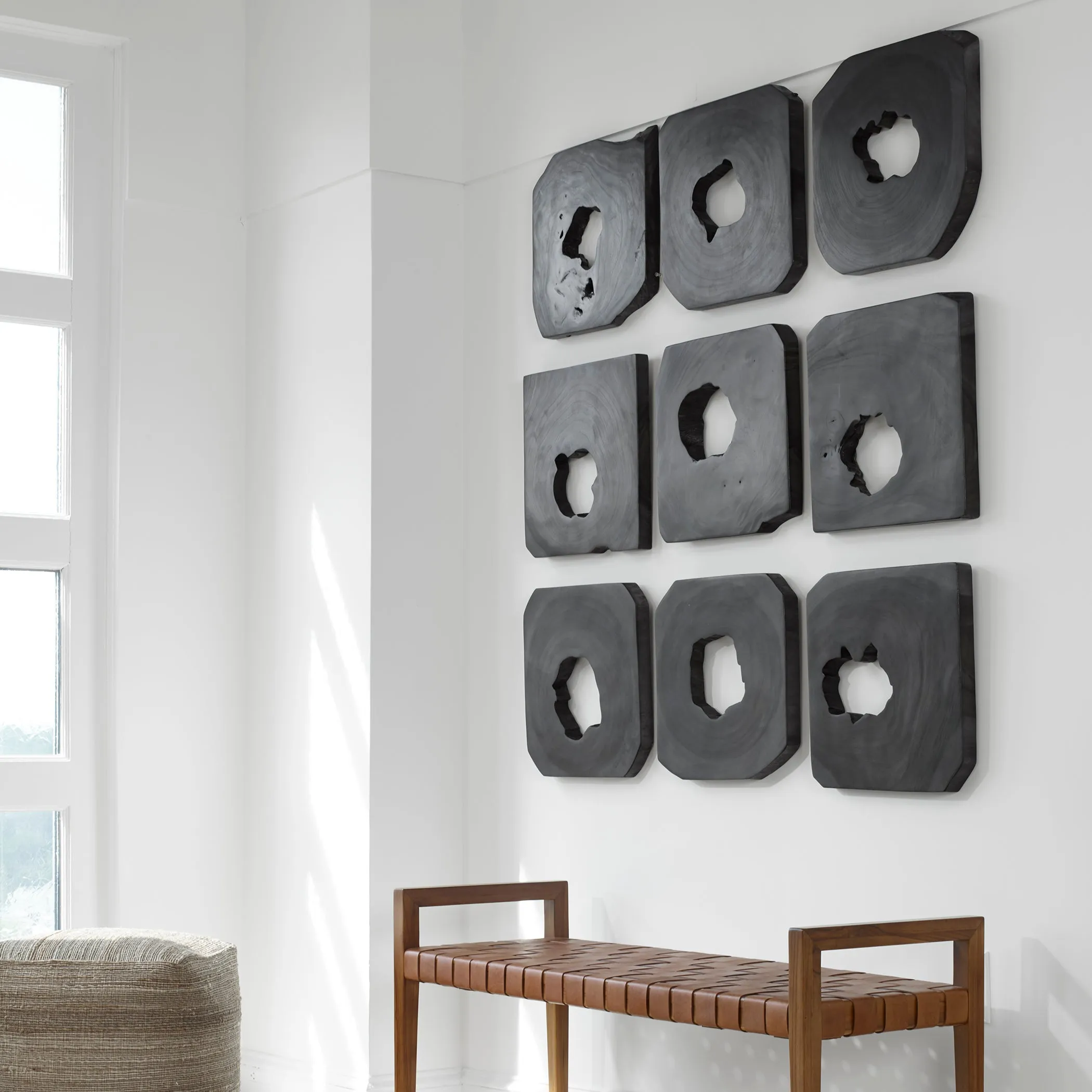 Bahati Wood Wall Art, Ebony, S/9