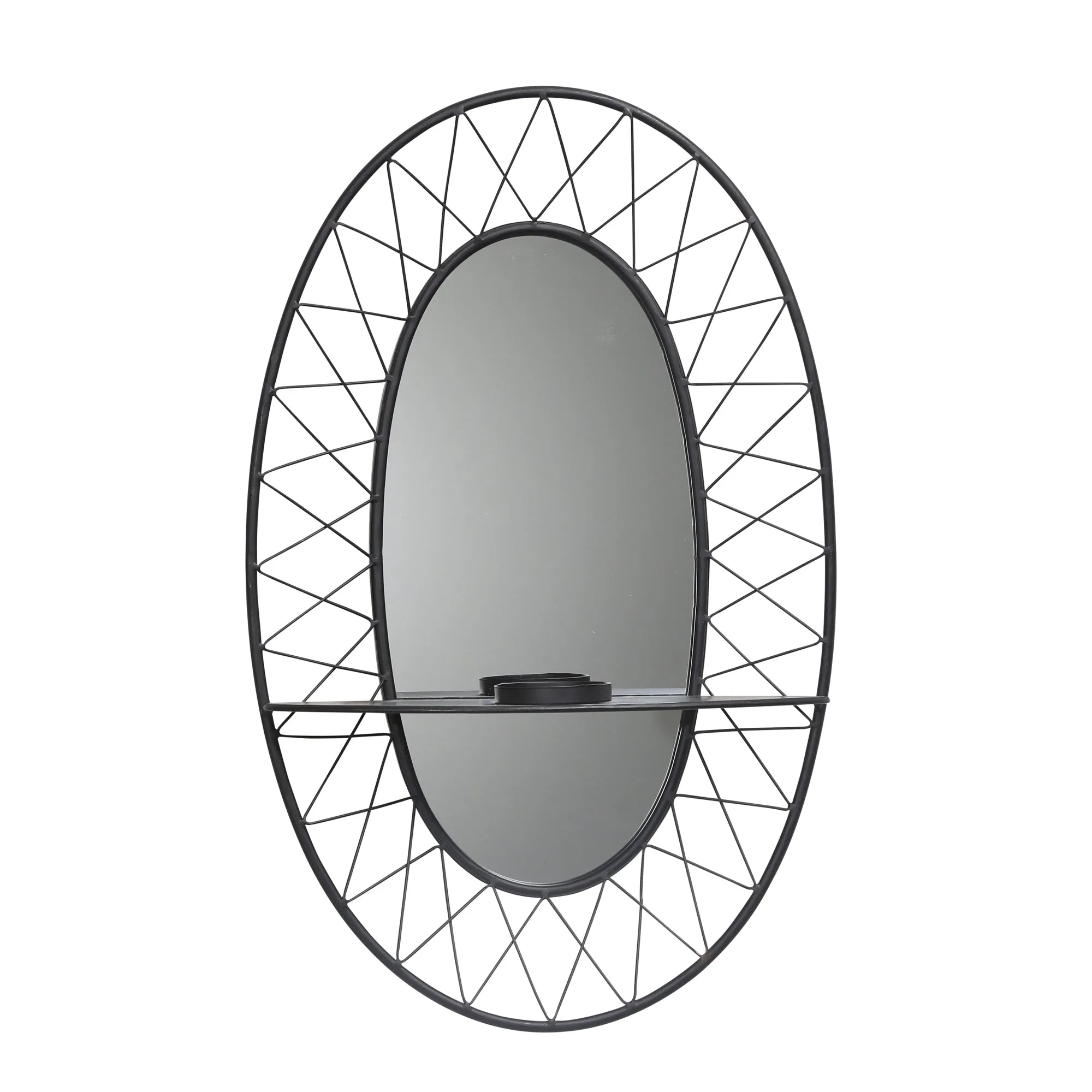 BLACK METAL SCONCE MIRROR