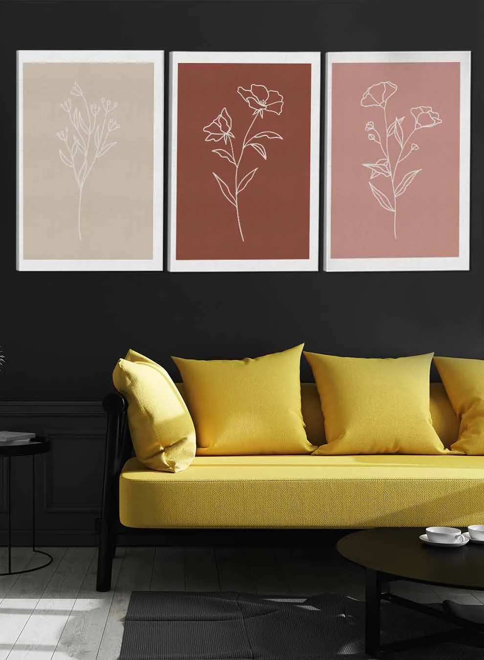 Botanical Flowers Abstract Paintings(set of 3)