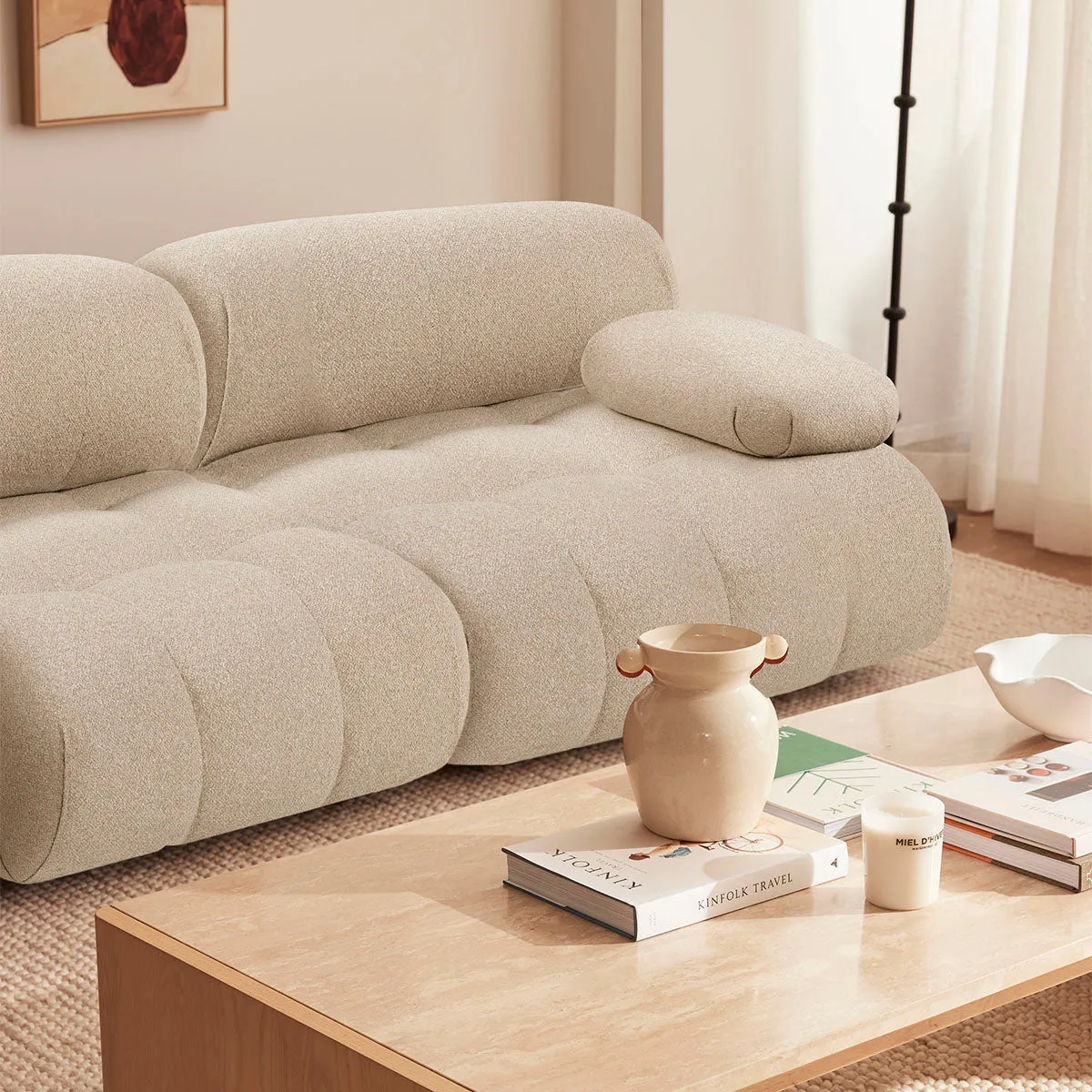 Bowie Boucle 2 Seat Sofa (Sand)
