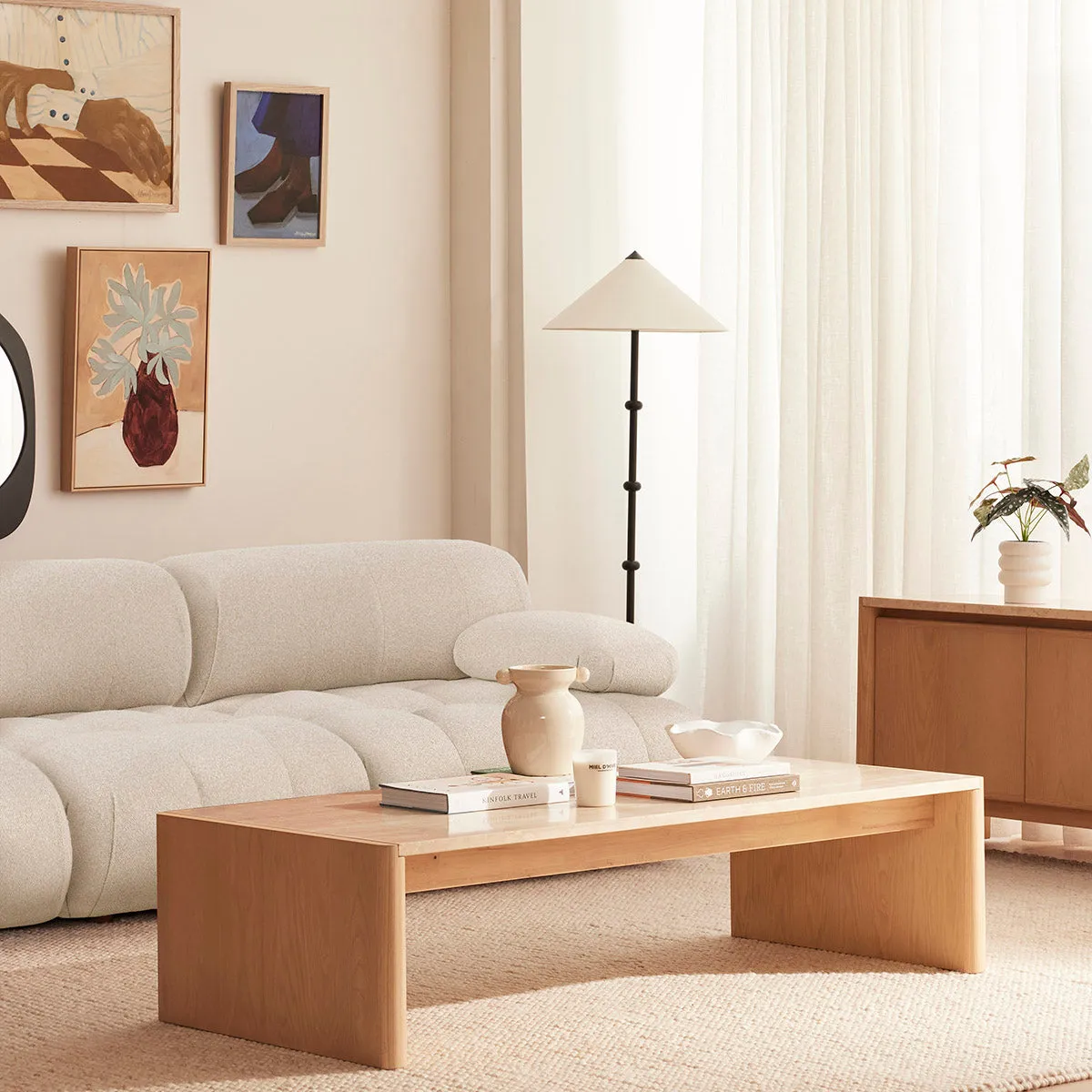 Bowie Boucle 2 Seat Sofa (Sand)