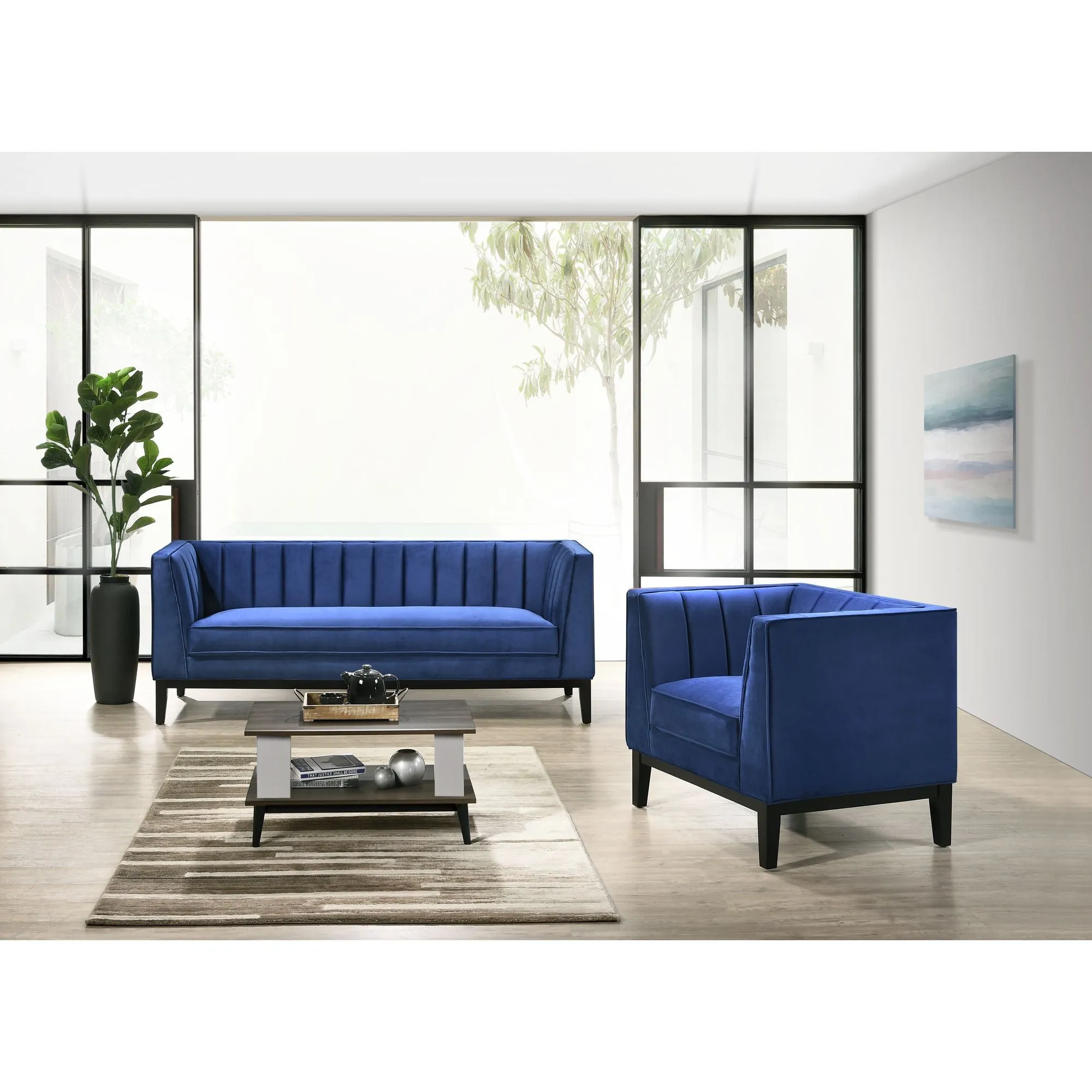 Calais Blue Velvet Chair