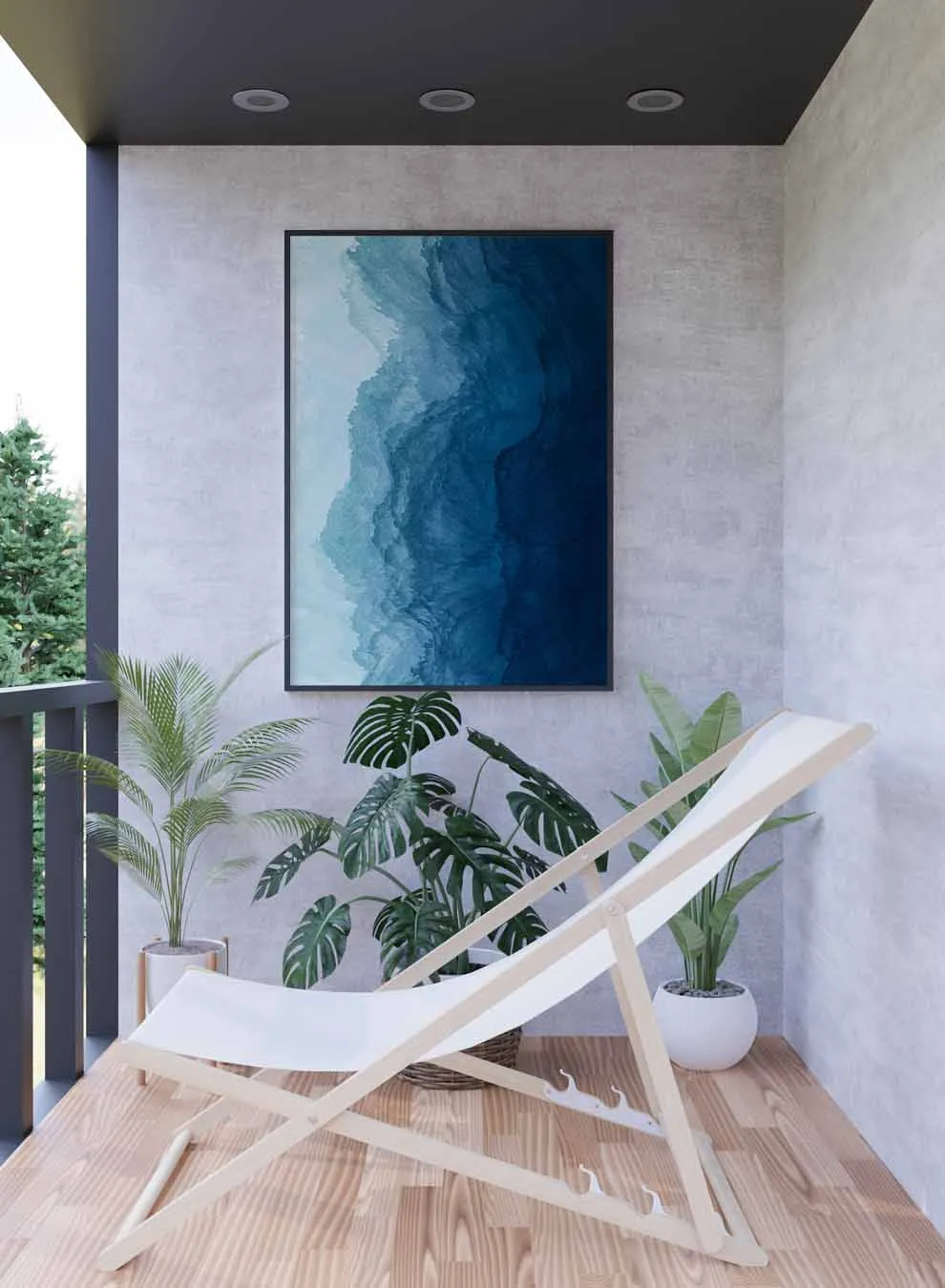Canvas Wall Art Stretched Over Wooden Frame with Black Floating Frame