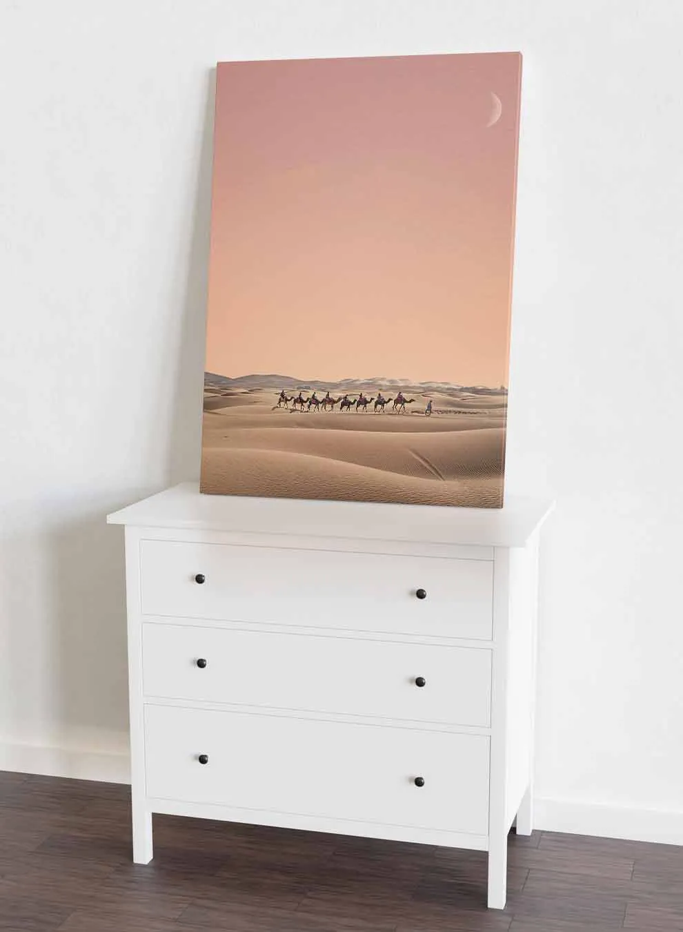 Canvas Wall Art Stretched Over Wooden Frame with Black Floating Frame