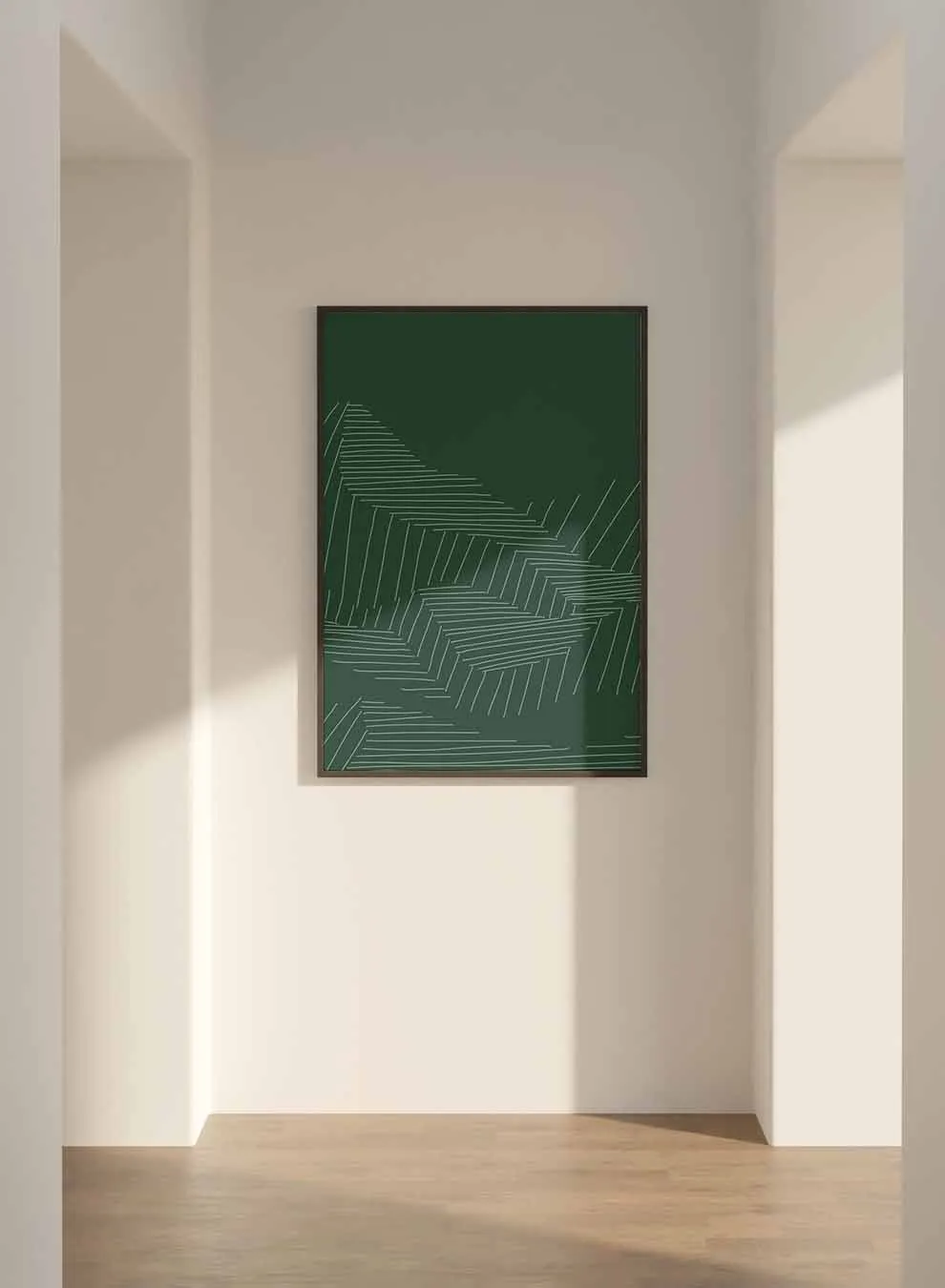 Canvas Wall Art Stretched Over Wooden Frame with Black Floating Frame