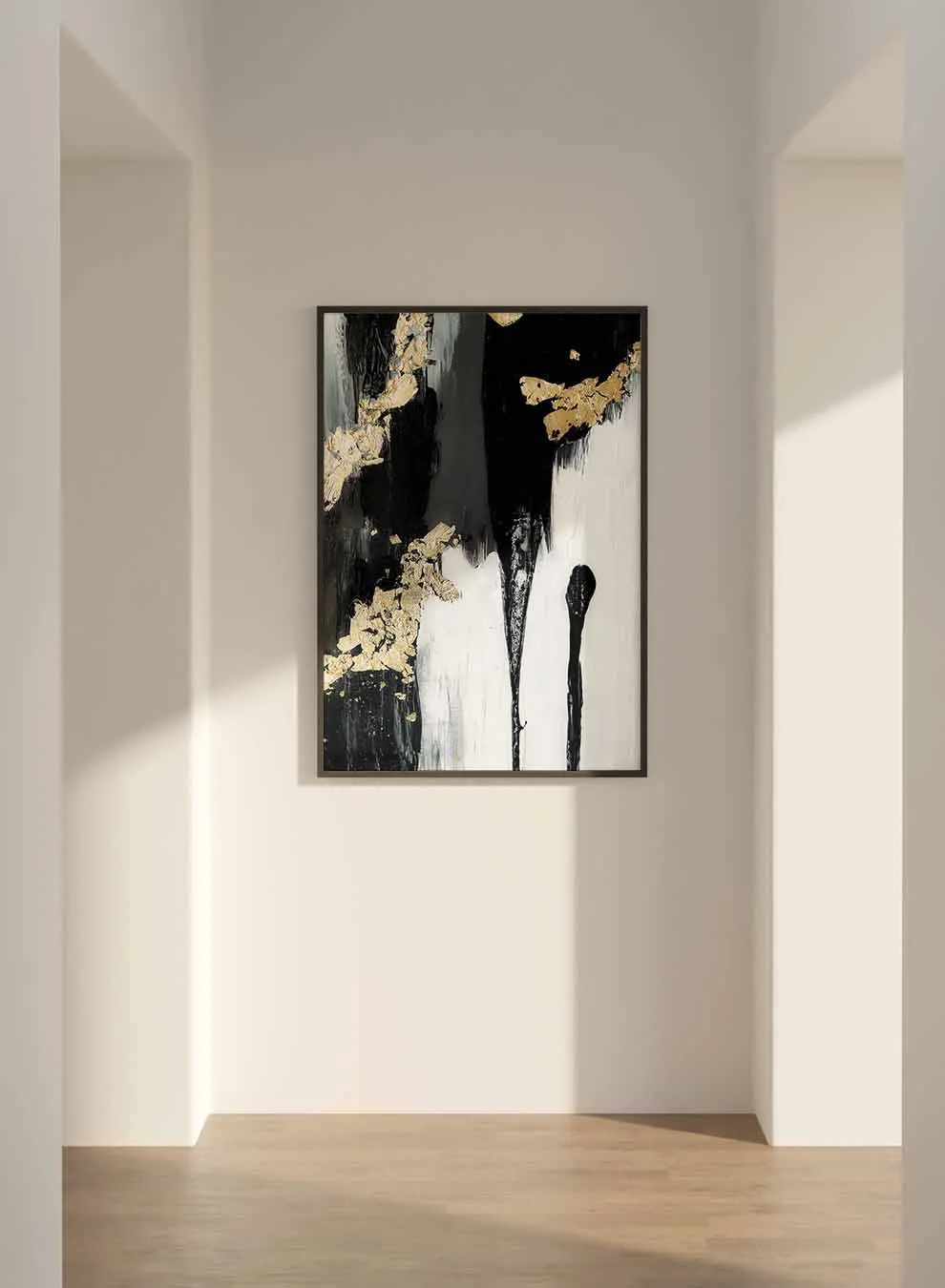 Canvas Wall Art Stretched Over Wooden Frame with Black Floating Frame