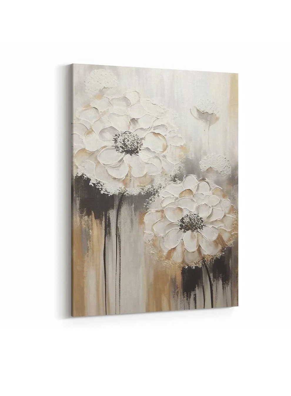 Canvas Wall Art Stretched Over Wooden Frame with Black Floating Frame