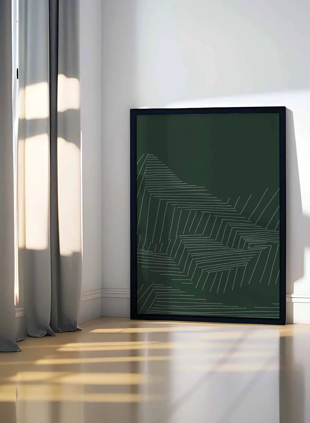 Canvas Wall Art Stretched Over Wooden Frame with Black Floating Frame