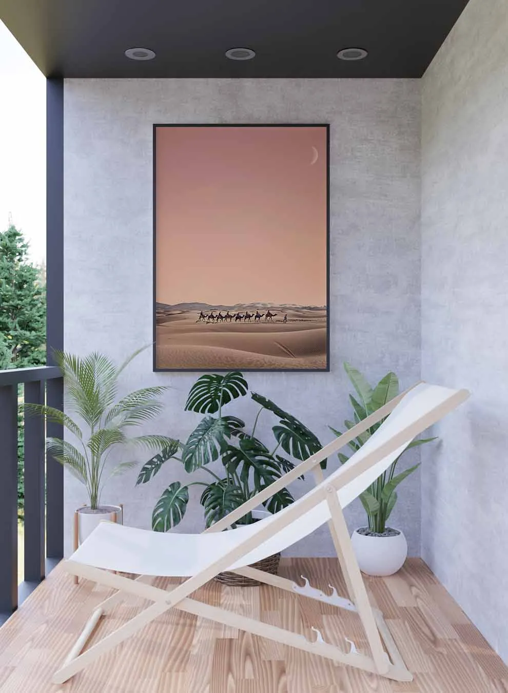 Canvas Wall Art Stretched Over Wooden Frame with Black Floating Frame