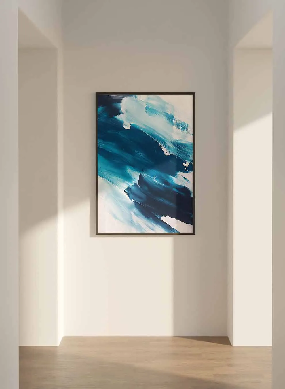 Canvas Wall Art Stretched Over Wooden Frame with Black Floating Frame