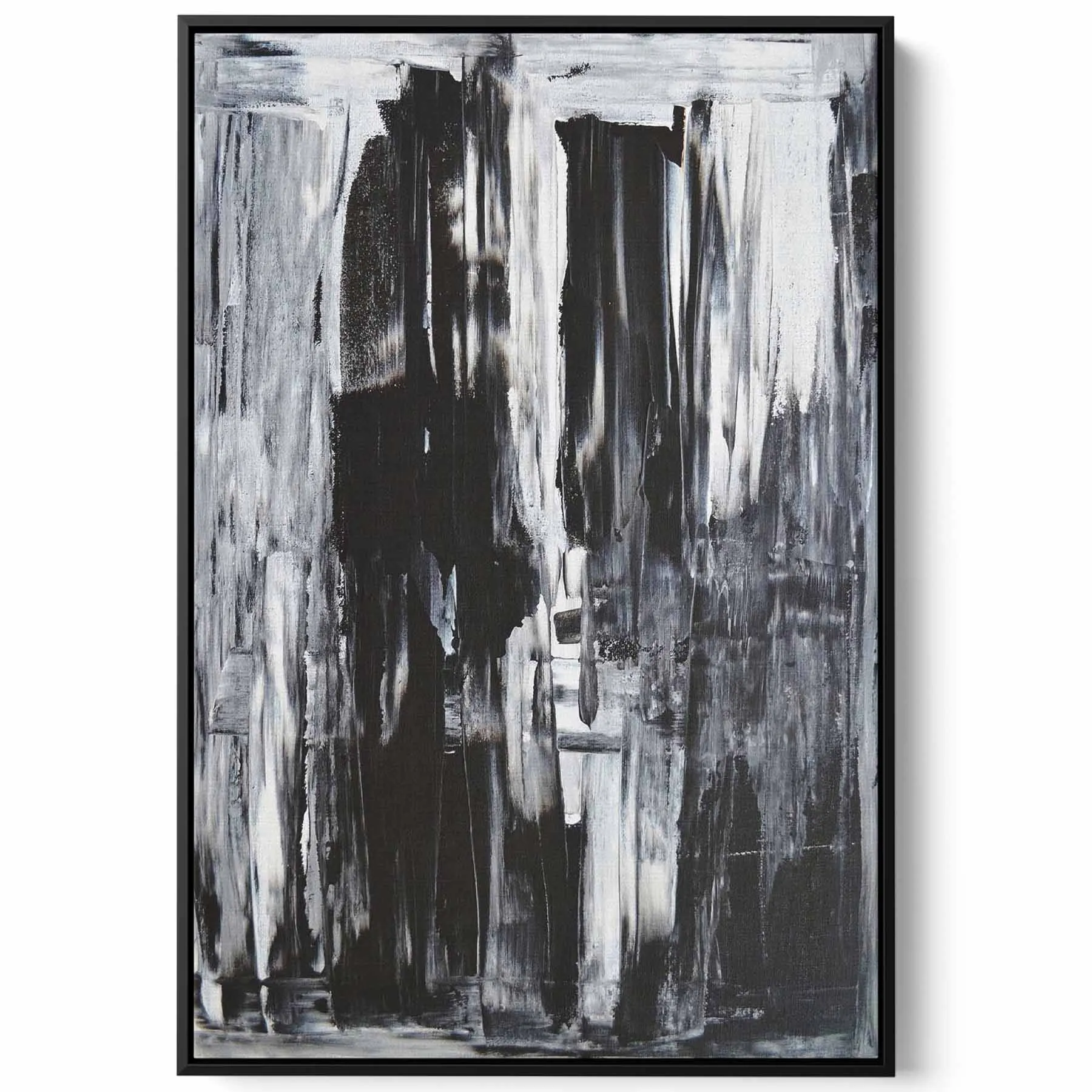 Canvas Wall Art Stretched Over Wooden Frame with Black Floating Frame