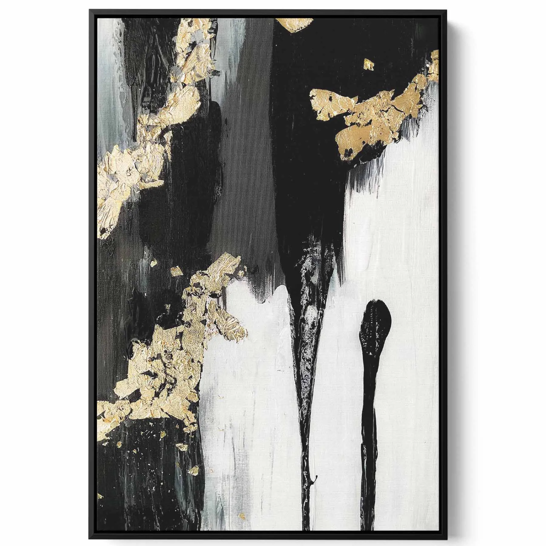Canvas Wall Art Stretched Over Wooden Frame with Black Floating Frame
