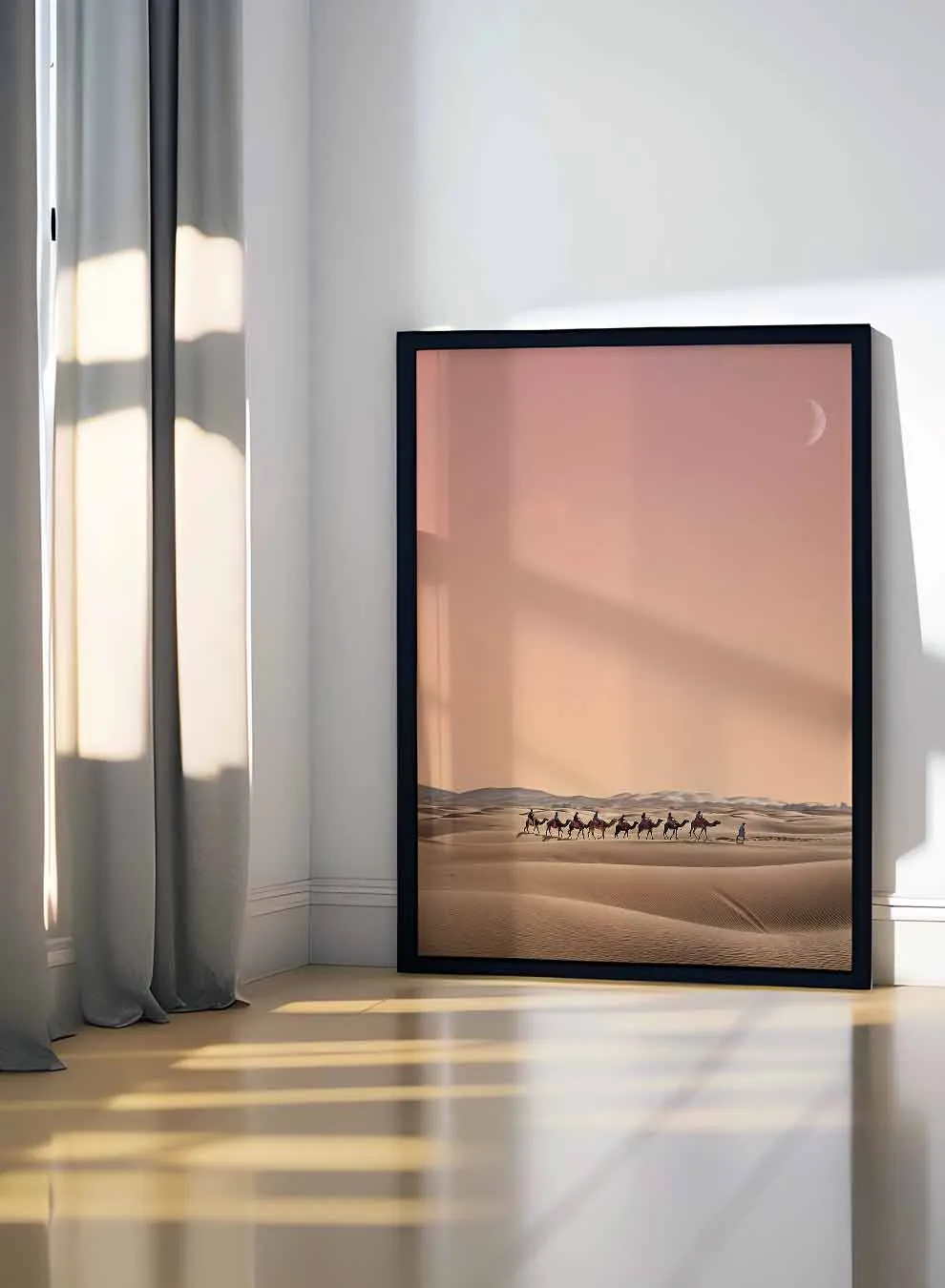 Canvas Wall Art Stretched Over Wooden Frame with Black Floating Frame
