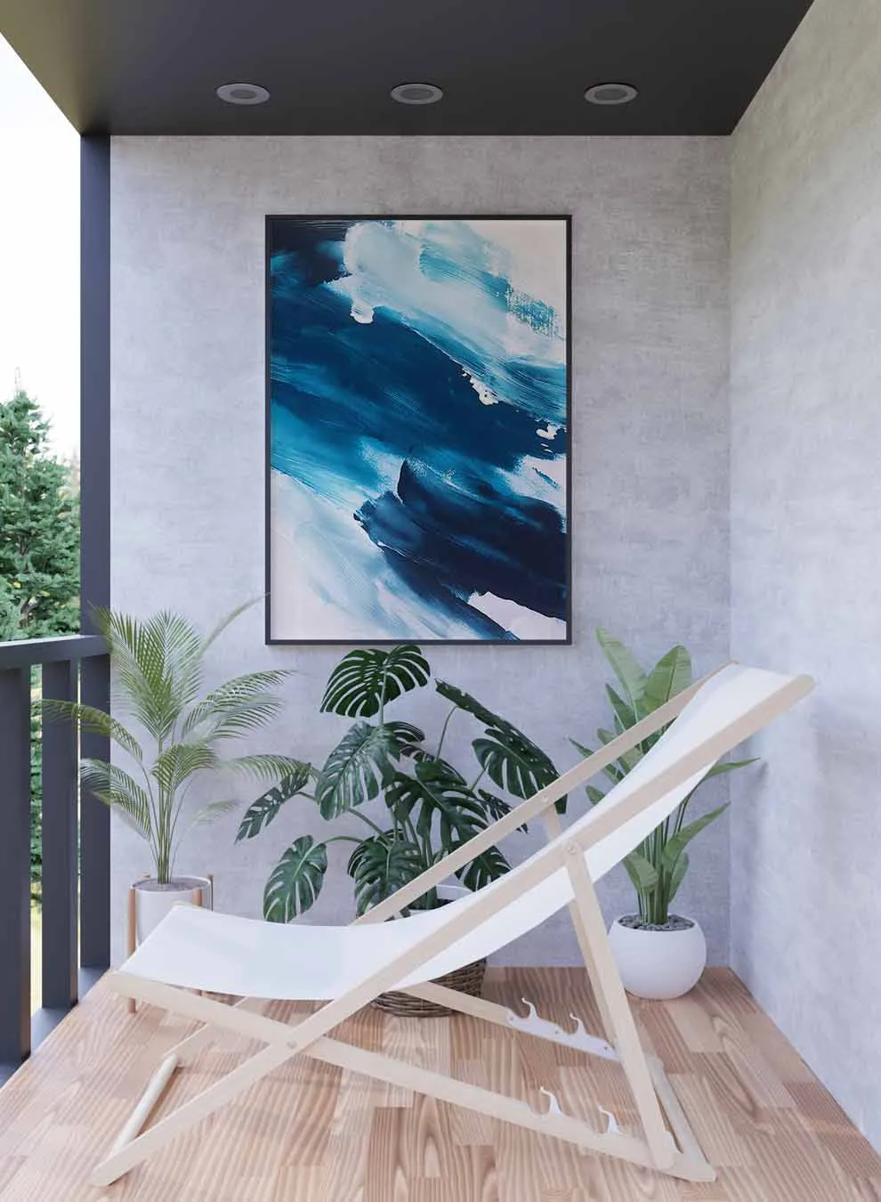 Canvas Wall Art Stretched Over Wooden Frame with Black Floating Frame