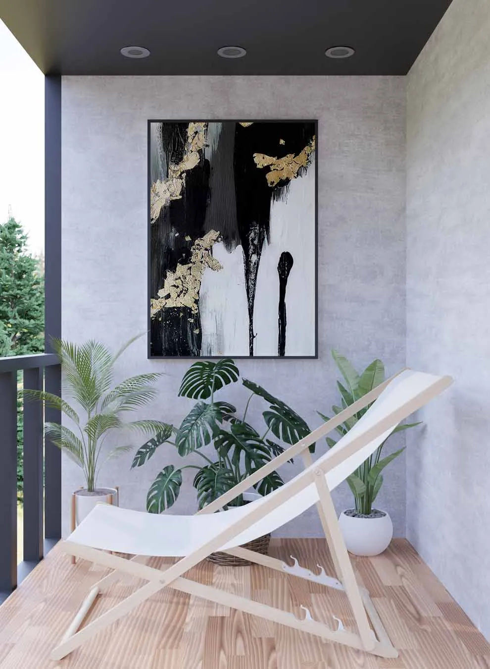 Canvas Wall Art Stretched Over Wooden Frame with Black Floating Frame