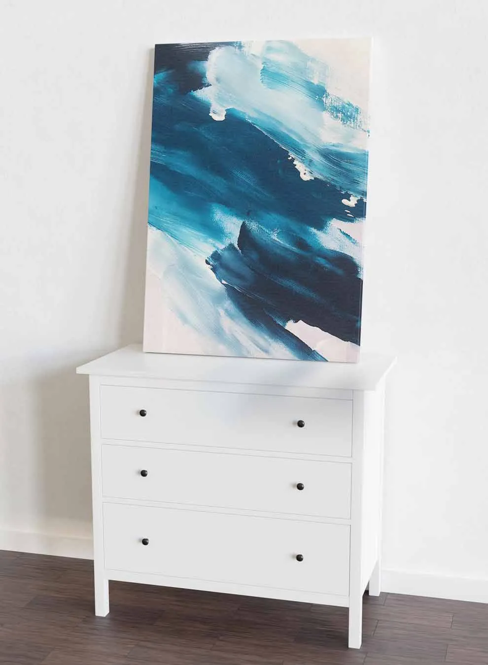 Canvas Wall Art Stretched Over Wooden Frame with Black Floating Frame