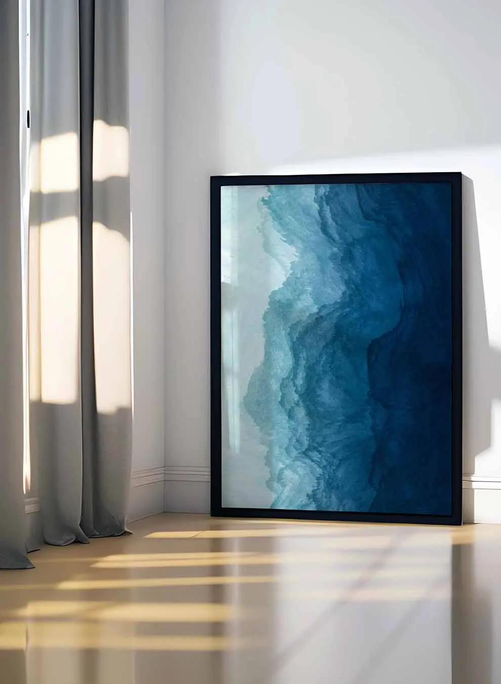 Canvas Wall Art Stretched Over Wooden Frame with Black Floating Frame