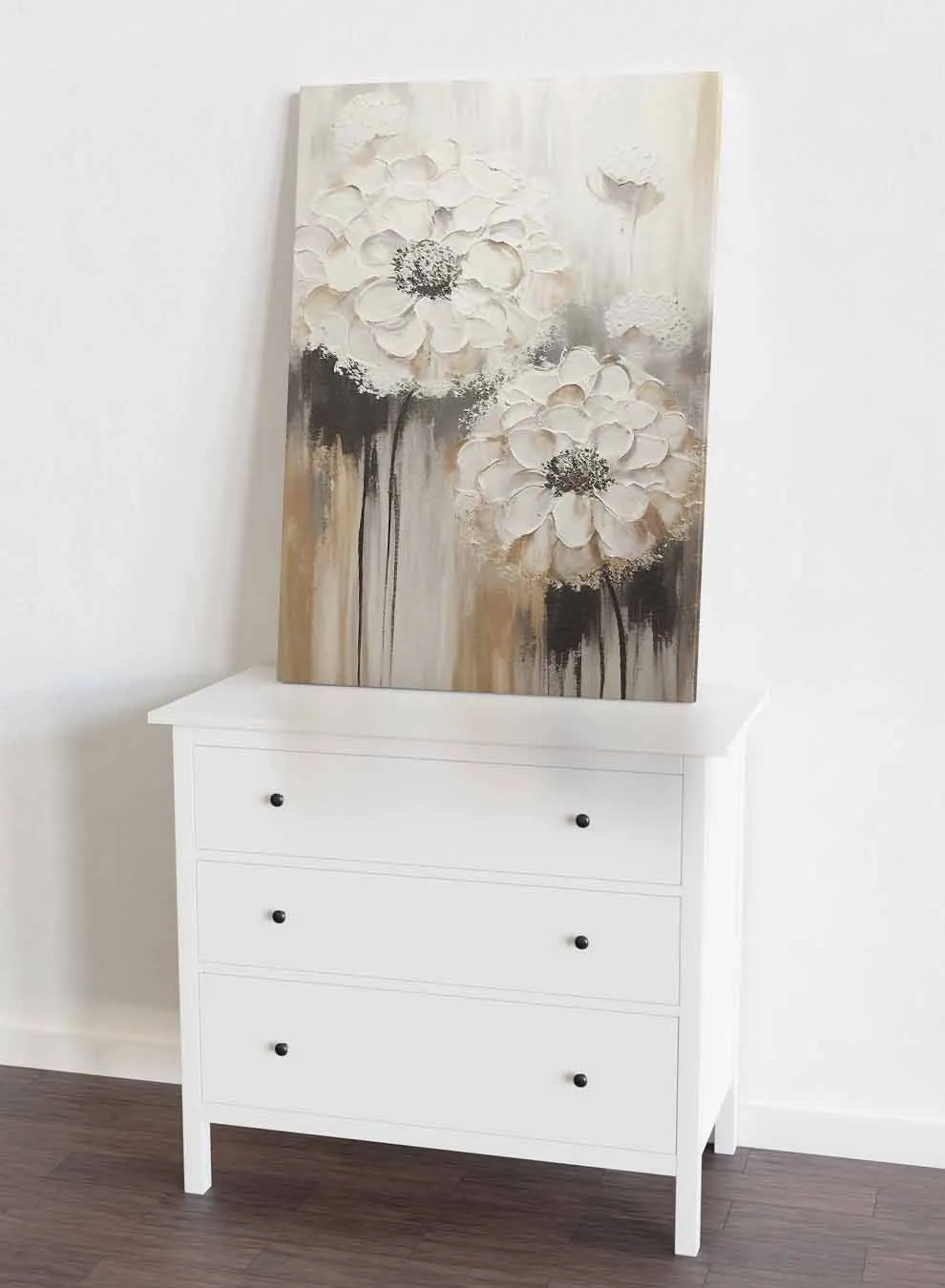 Canvas Wall Art Stretched Over Wooden Frame with Black Floating Frame
