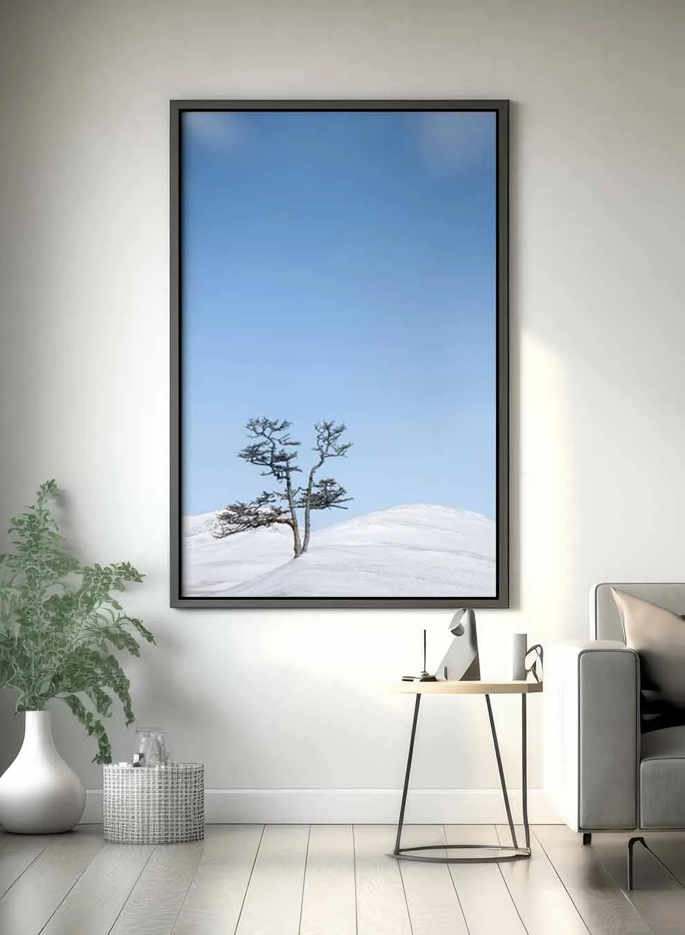 Canvas Wall Art Stretched Over Wooden Frame with Black Floating Frame