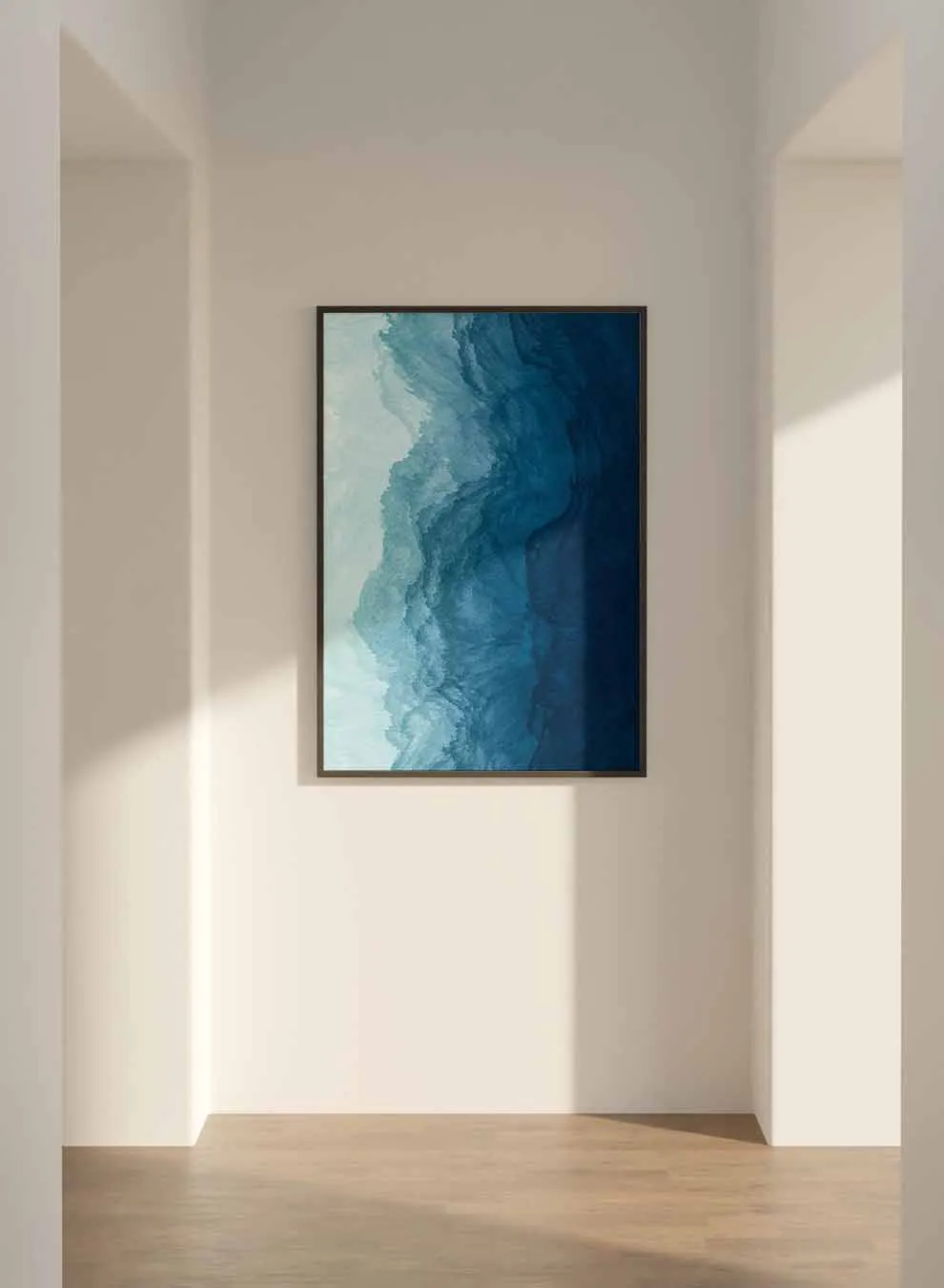 Canvas Wall Art Stretched Over Wooden Frame with Black Floating Frame