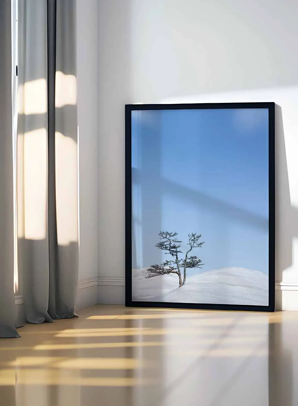 Canvas Wall Art Stretched Over Wooden Frame with Black Floating Frame