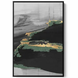 Canvas Wall Art Stretched Over Wooden Frame with Black Floating Frame