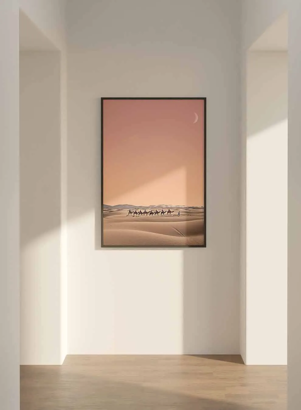Canvas Wall Art Stretched Over Wooden Frame with Black Floating Frame