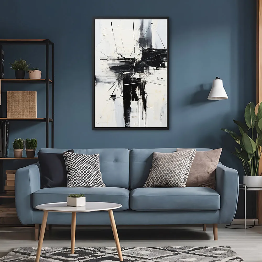 Canvas Wall Art Stretched Over Wooden Frame with Floating Frame and Black Crash Painting CV4119
