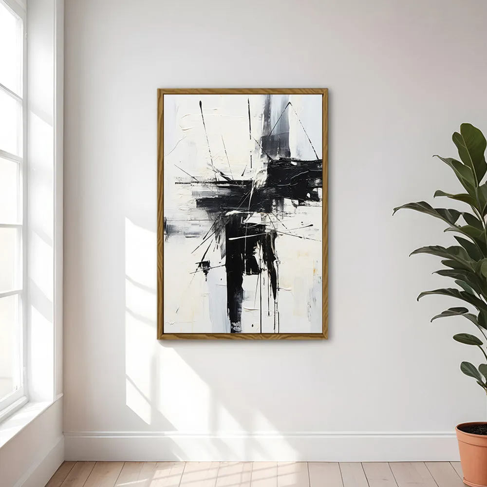 Canvas Wall Art Stretched Over Wooden Frame with Floating Frame and Black Crash Painting CV4119
