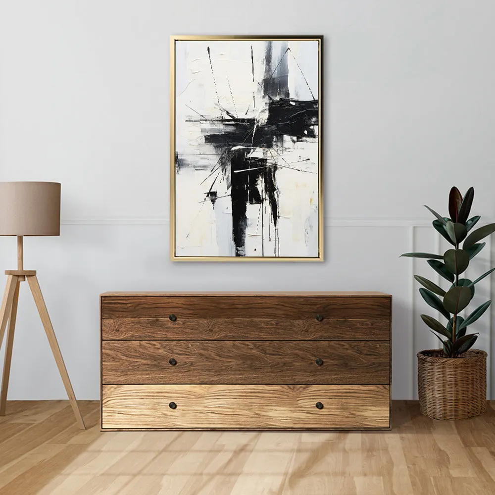 Canvas Wall Art Stretched Over Wooden Frame with Floating Frame and Black Crash Painting CV4119