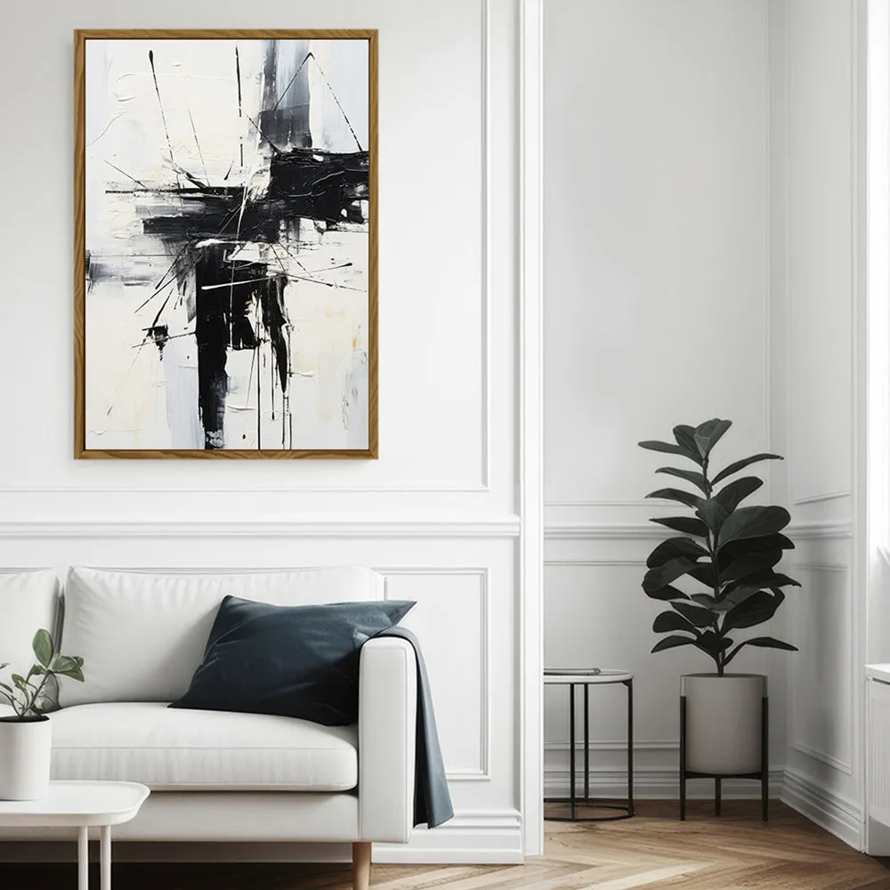 Canvas Wall Art Stretched Over Wooden Frame with Floating Frame and Black Crash Painting CV4119