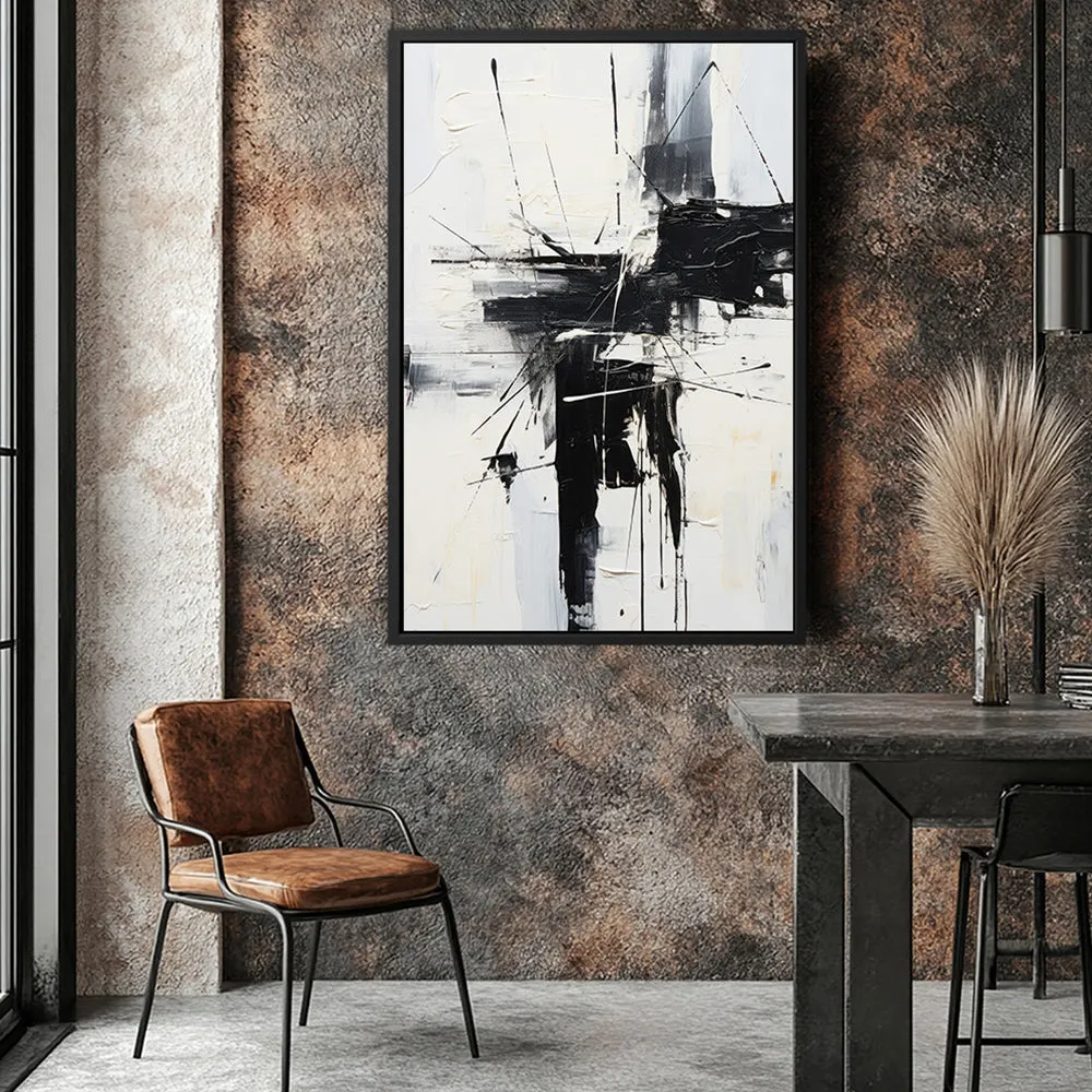 Canvas Wall Art Stretched Over Wooden Frame with Floating Frame and Black Crash Painting CV4119