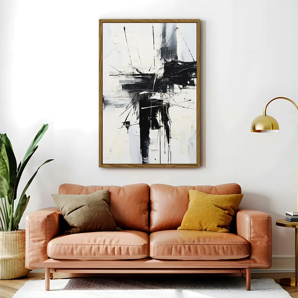 Canvas Wall Art Stretched Over Wooden Frame with Floating Frame and Black Crash Painting CV4119