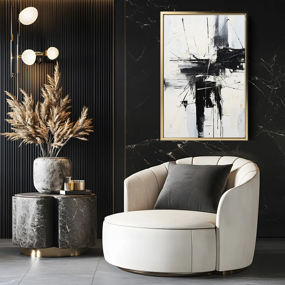 Canvas Wall Art Stretched Over Wooden Frame with Floating Frame and Black Crash Painting CV4119