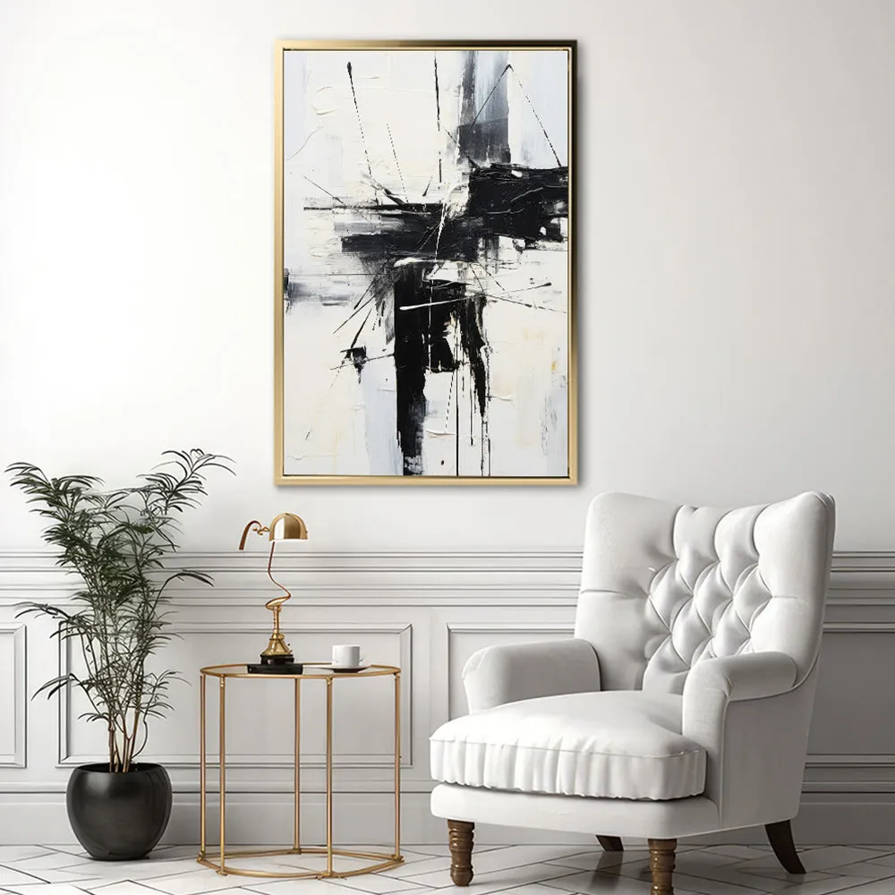 Canvas Wall Art Stretched Over Wooden Frame with Floating Frame and Black Crash Painting CV4119