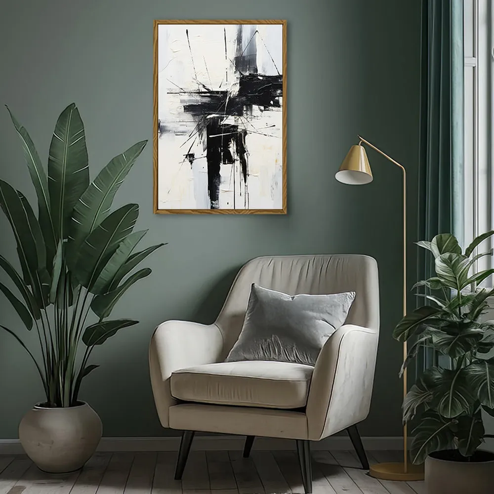 Canvas Wall Art Stretched Over Wooden Frame with Floating Frame and Black Crash Painting CV4119