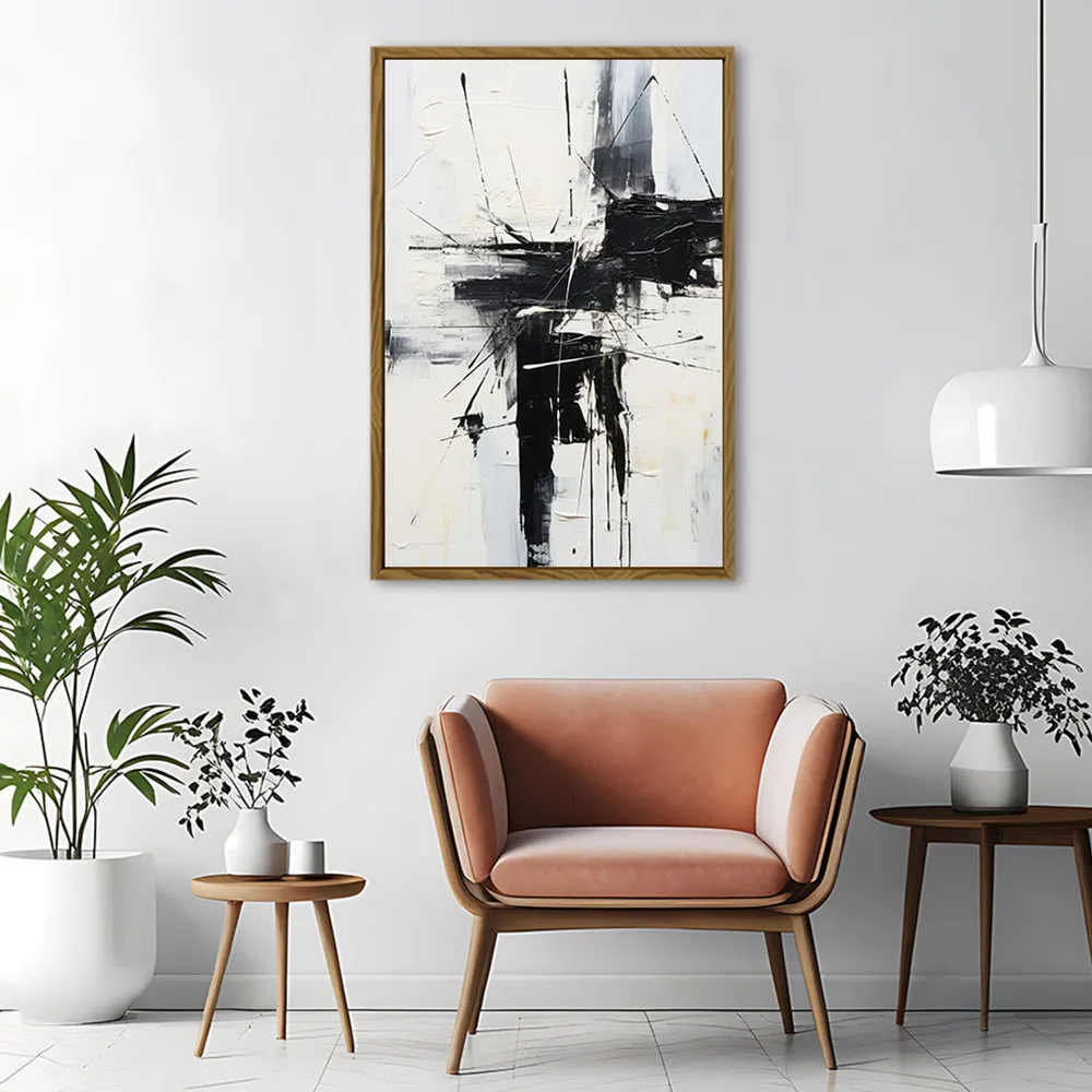 Canvas Wall Art Stretched Over Wooden Frame with Floating Frame and Black Crash Painting CV4119