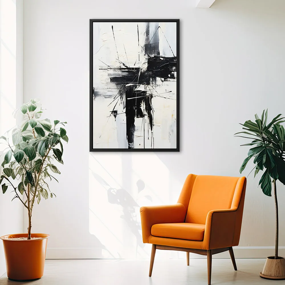 Canvas Wall Art Stretched Over Wooden Frame with Floating Frame and Black Crash Painting CV4119