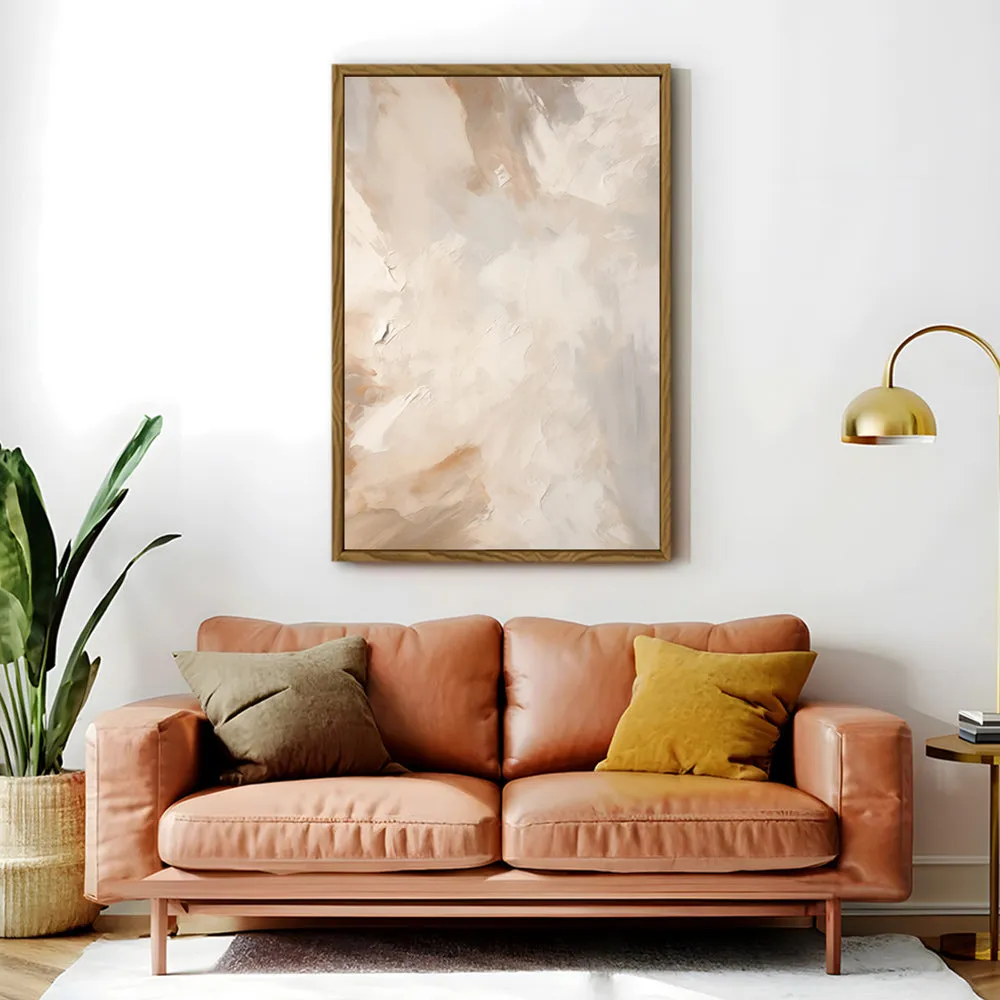 Canvas Wall Art Stretched Over Wooden Frame with Floating Frame and Brown Dust Painting CV4129