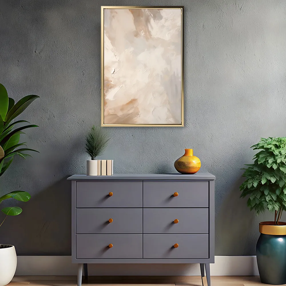 Canvas Wall Art Stretched Over Wooden Frame with Floating Frame and Brown Dust Painting CV4129