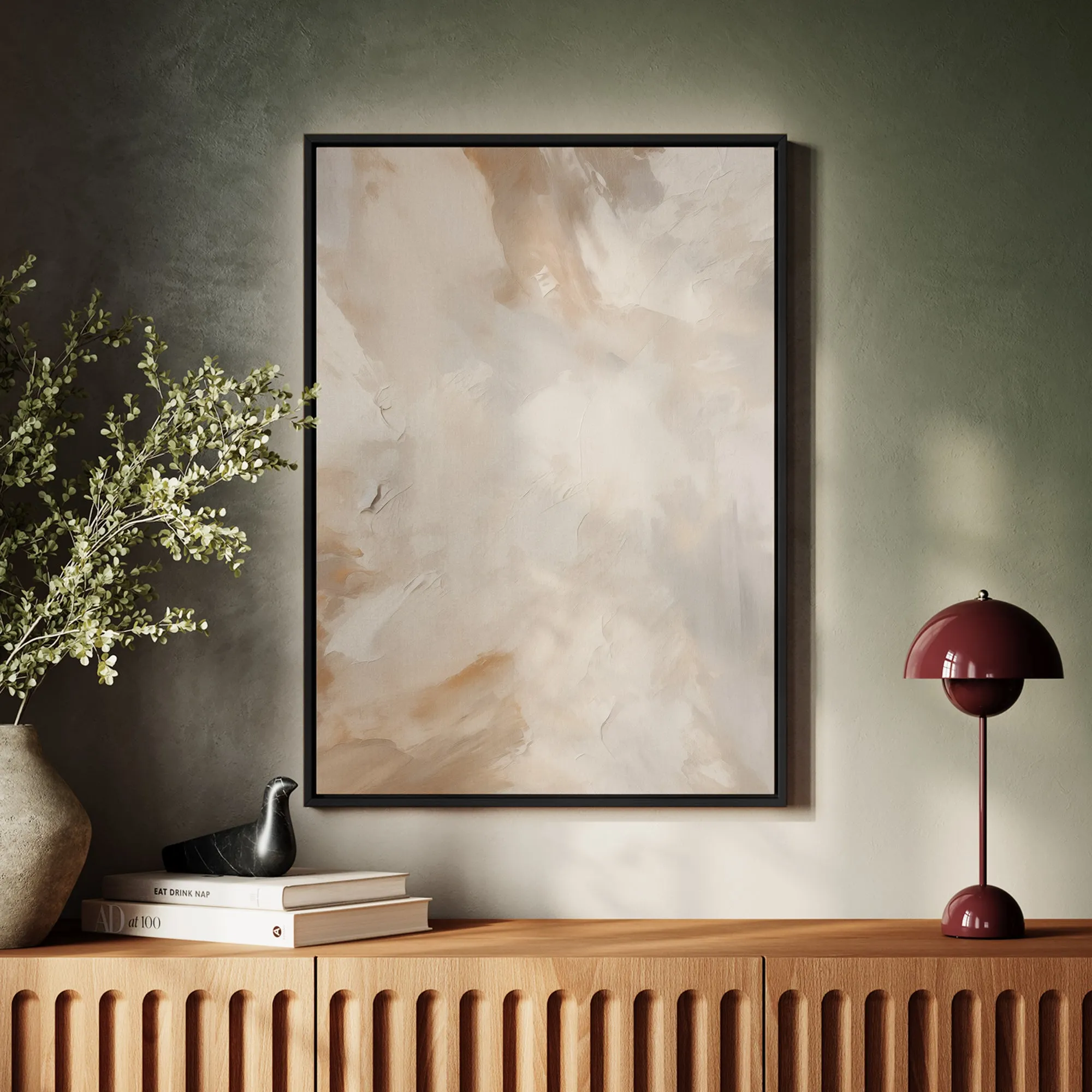 Canvas Wall Art Stretched Over Wooden Frame with Floating Frame and Brown Dust Painting CV4129