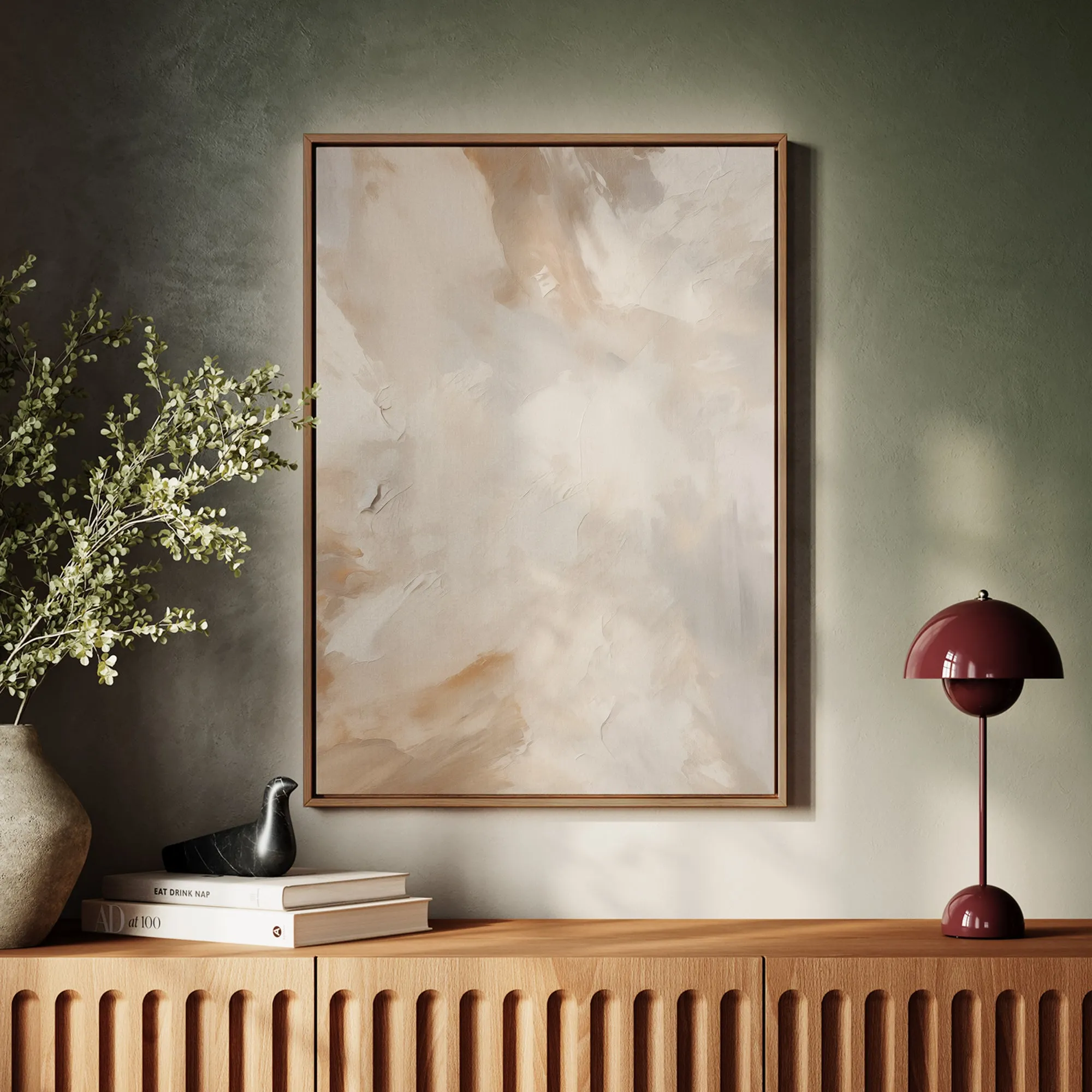 Canvas Wall Art Stretched Over Wooden Frame with Floating Frame and Brown Dust Painting CV4129