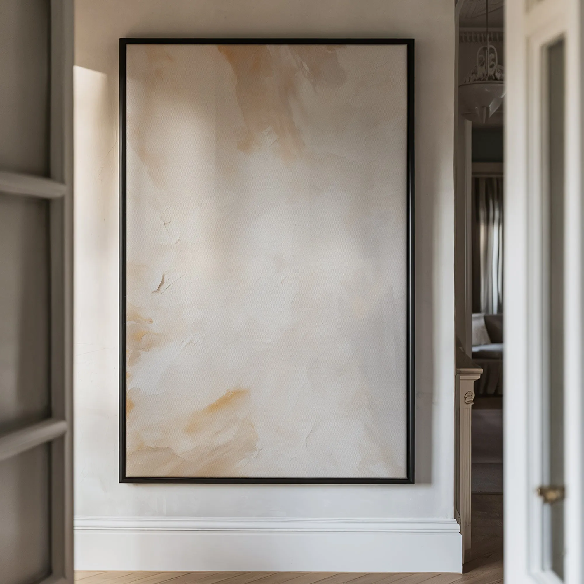 Canvas Wall Art Stretched Over Wooden Frame with Floating Frame and Brown Dust Painting CV4129