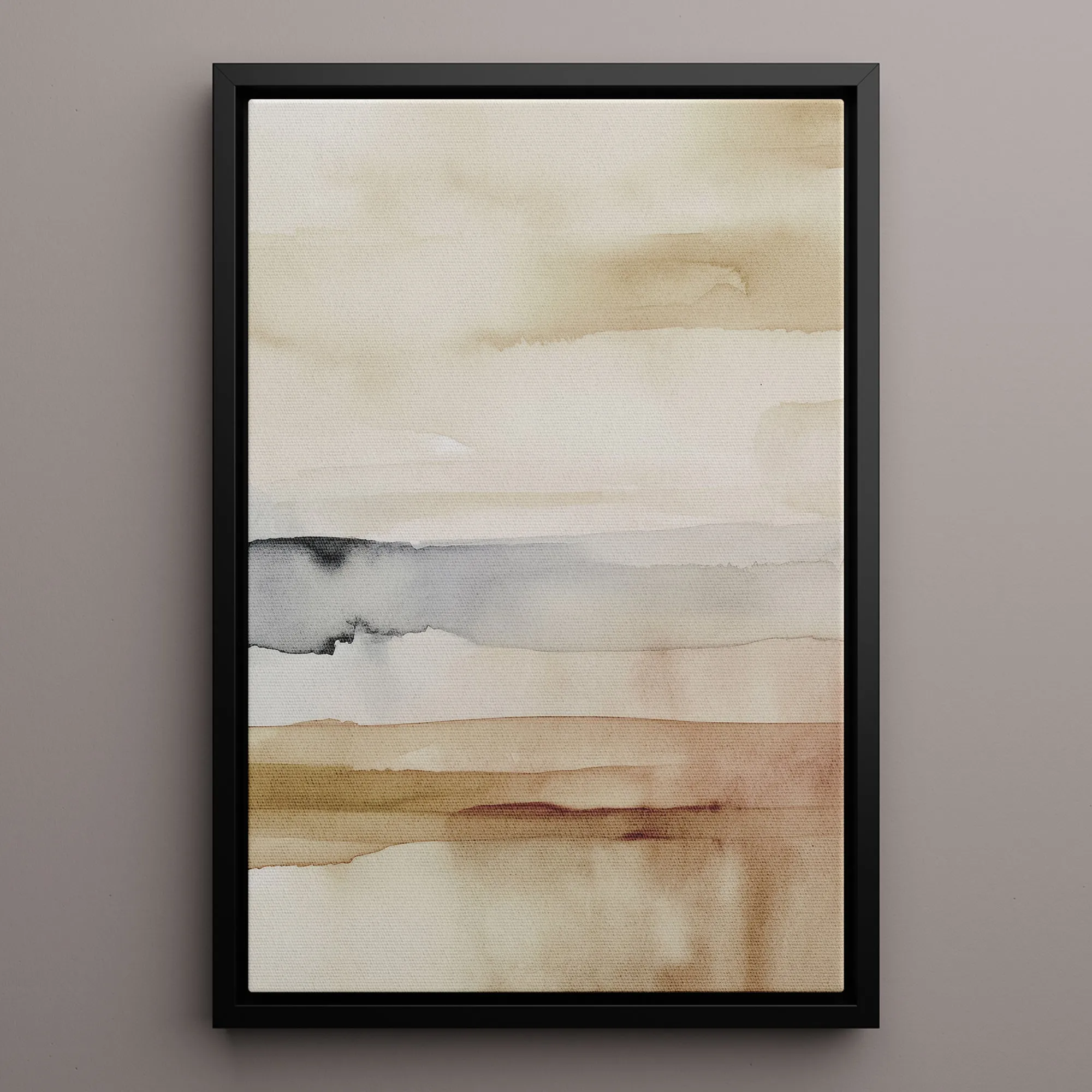 Canvas Wall Art Stretched Over Wooden Frame with Floating Frame and Brown Sky Painting CV4133