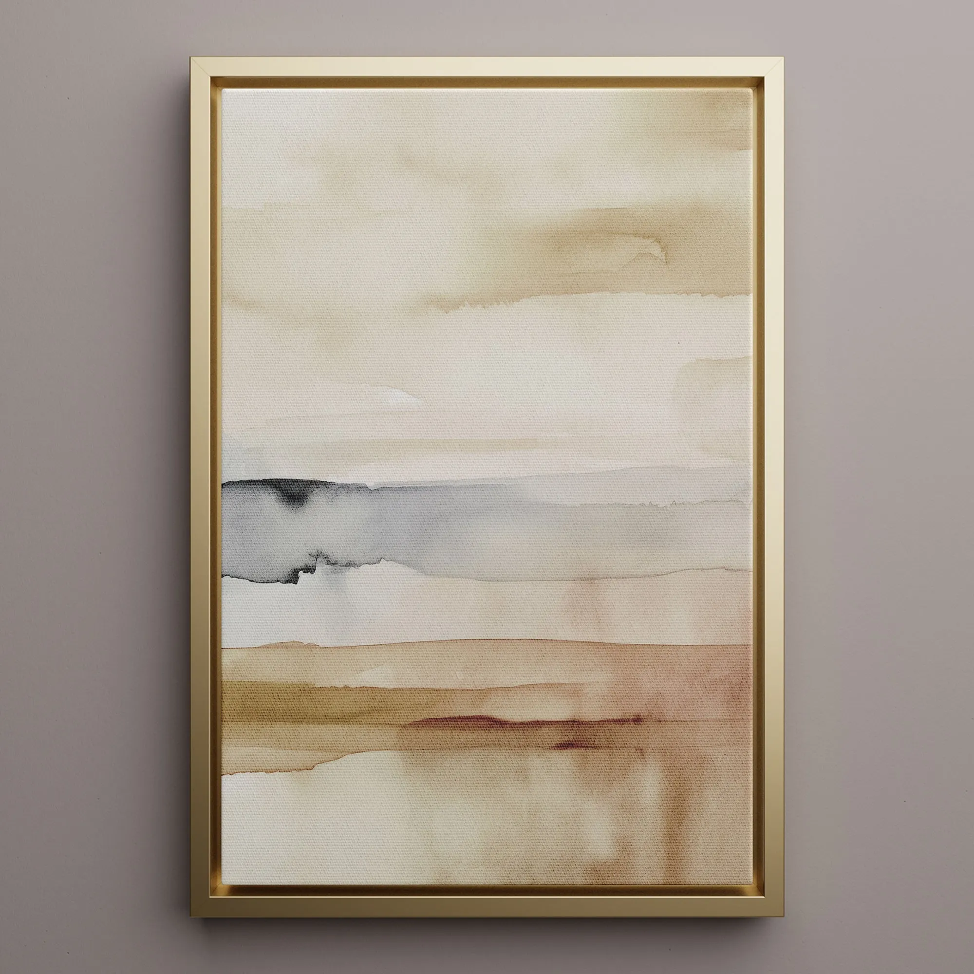 Canvas Wall Art Stretched Over Wooden Frame with Floating Frame and Brown Sky Painting CV4133