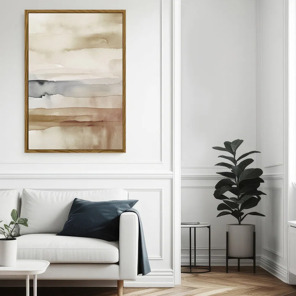 Canvas Wall Art Stretched Over Wooden Frame with Floating Frame and Brown Sky Painting CV4133